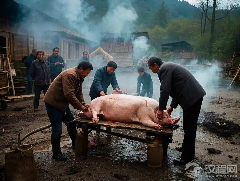 肉食之欢，年味浓浓：腊月杀年猪，怀念童年滋味